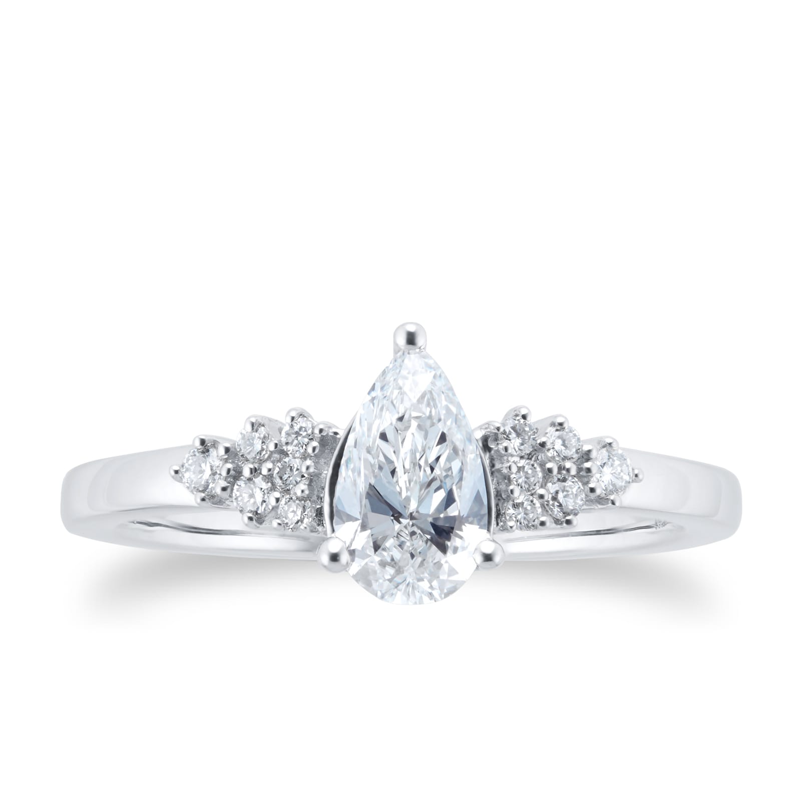 Platinum 0.70cttw Diamond Pear Scatter Engagement Ring - Ring Size N