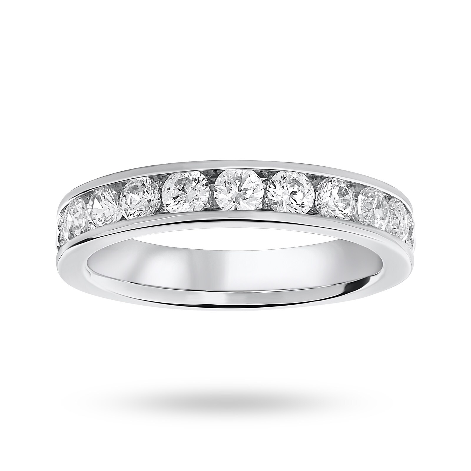 Platinum 1.00 Carat Brilliant Cut Half Eternity Ring - Ring Size M