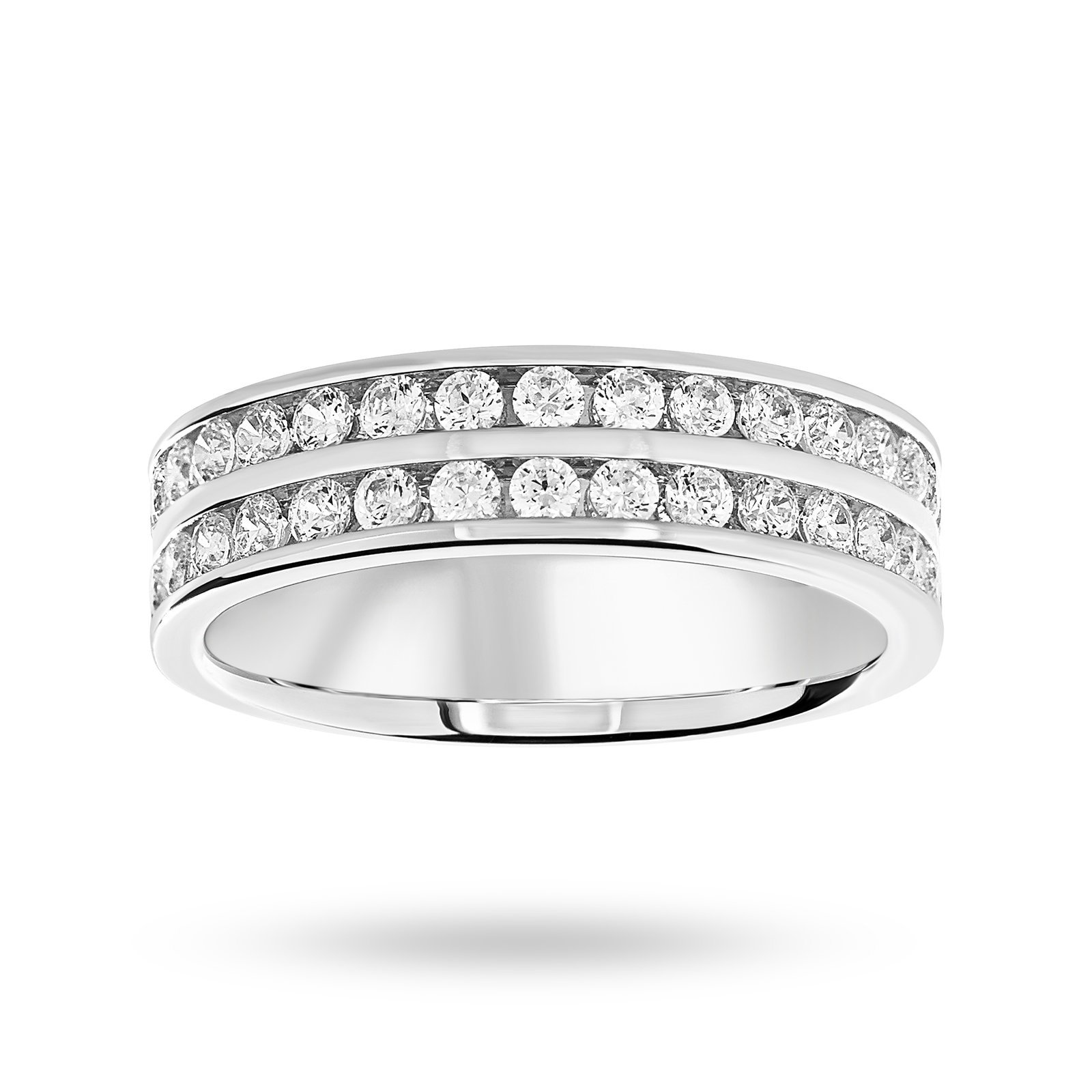 Platinum 0.75 Carat Brilliant Cut 2 Row Half Eternity Ring - Ring Size J