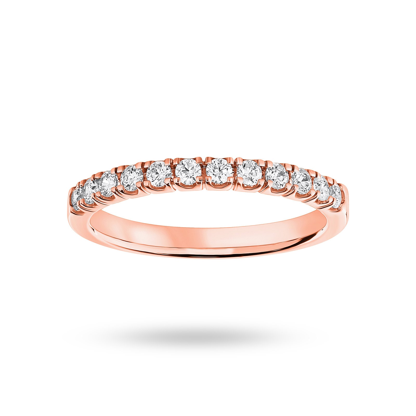 9 Carat Rose Gold 0.33 Carat Brilliant Cut Under Bezel Half Eternity Ring - Ring Size P