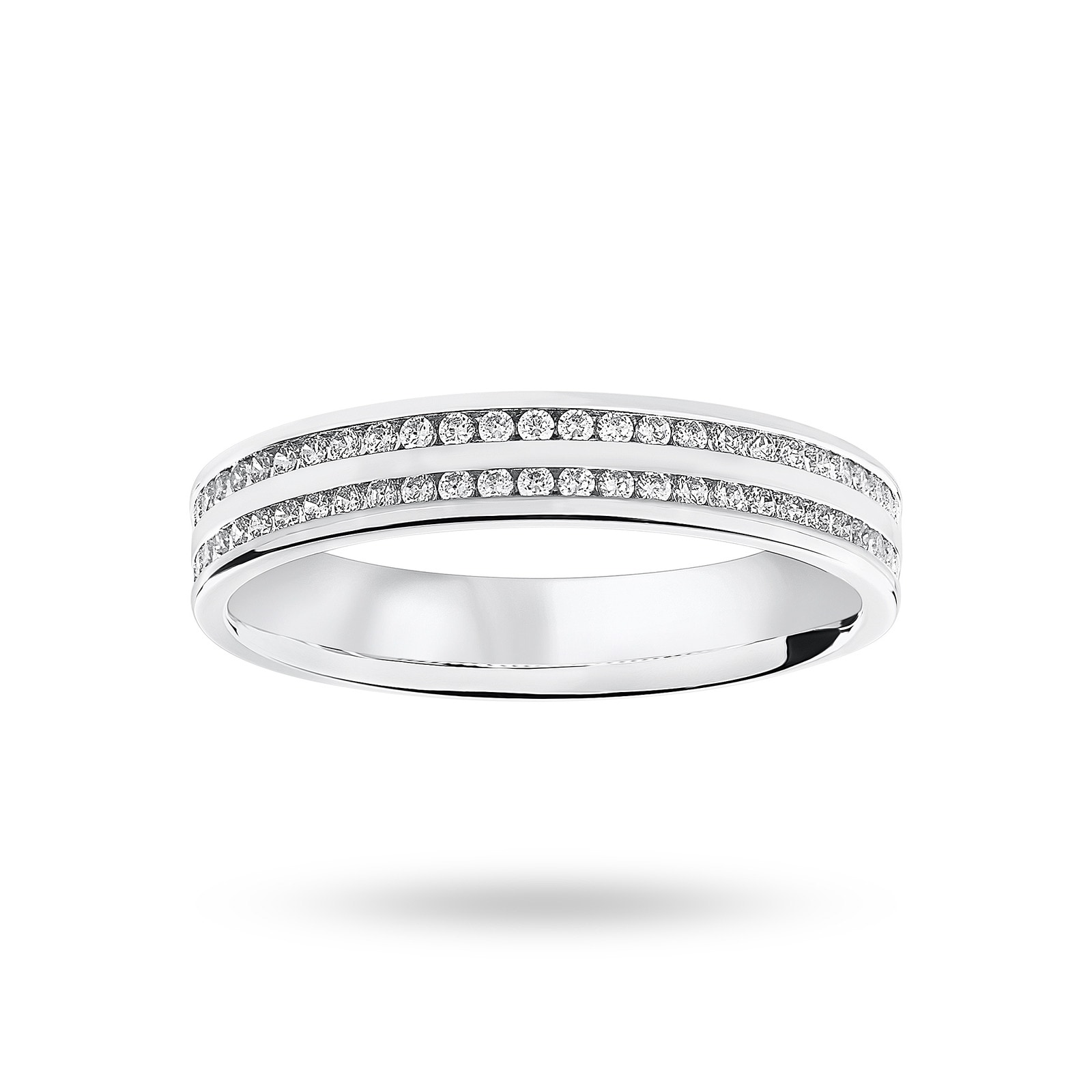 18 Carat White Gold 0.28 Carat Brilliant Cut 2 Row Channel Set Half Eternity Ring - Ring Size O