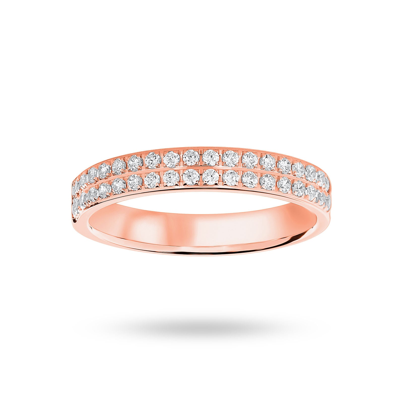 18 Carat Rose Gold 0.25 Carat Brilliant Cut 2 Row Claw Pave Half Eternity Ring - Ring Size K