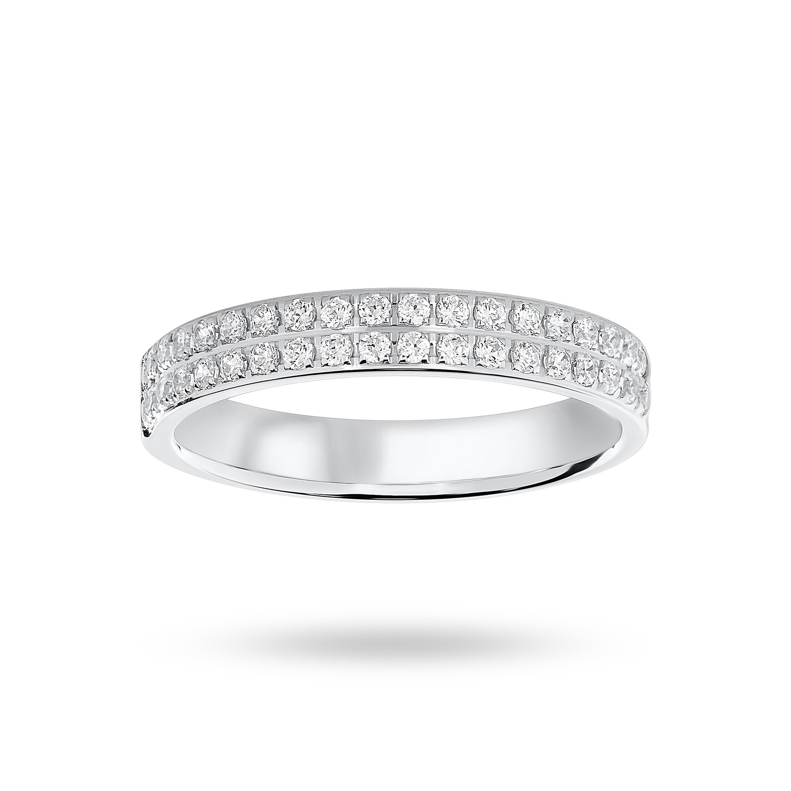 9 Carat White Gold 0.25 Carat Brilliant Cut 2 Row Claw Pave Half Eternity Ring - Ring Size M