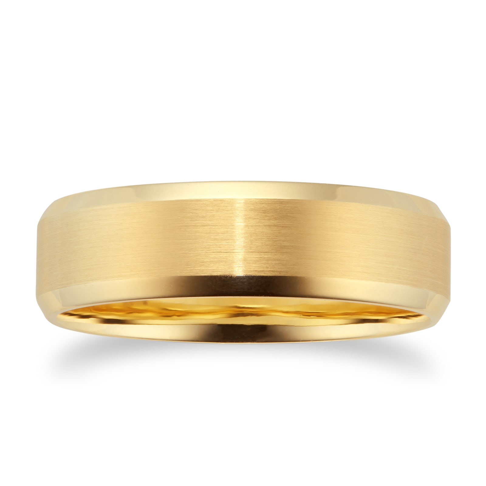 18ct Yellow Gold Mens Fancy Edge Wedding Ring - Ring Size Q