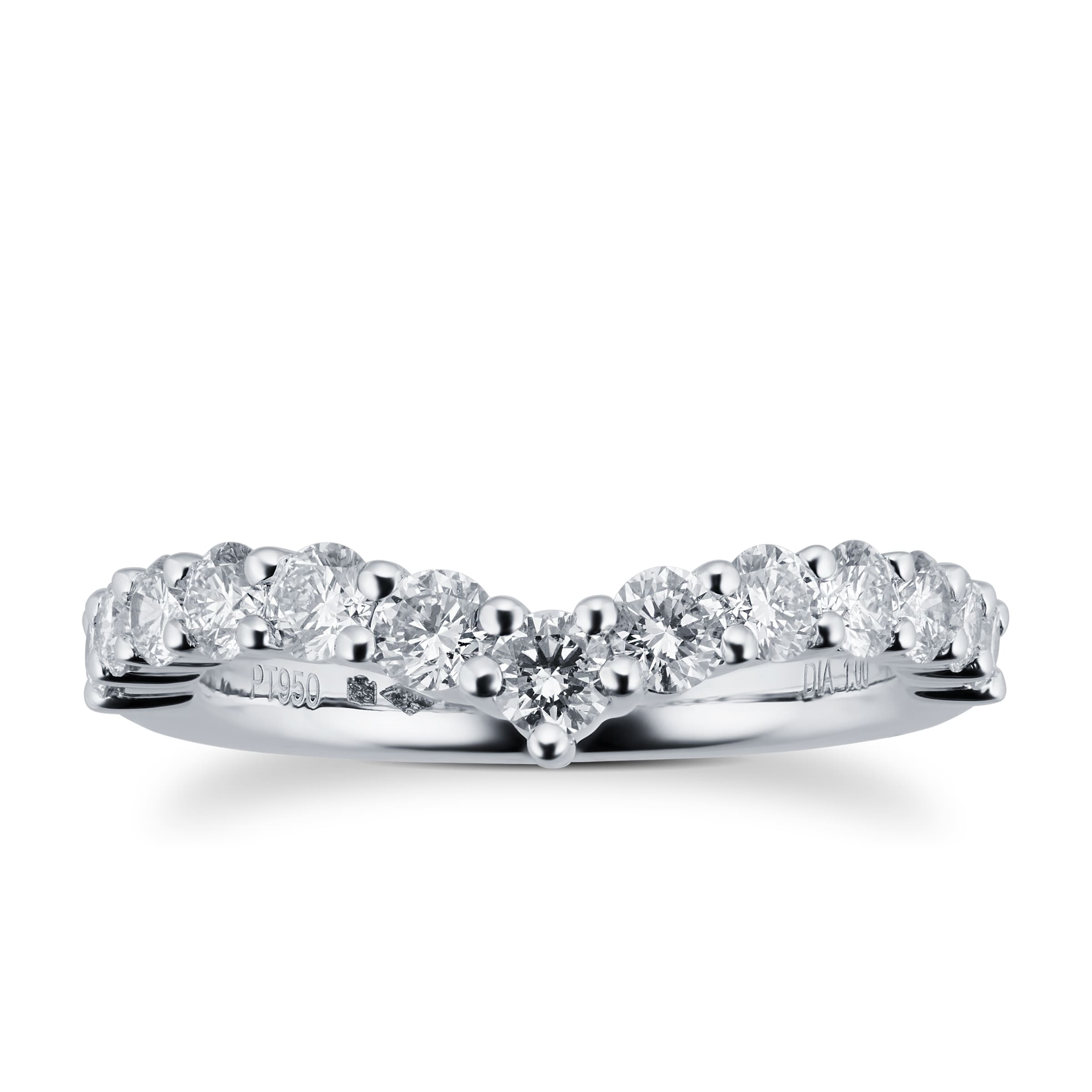 Platinum 1.00ct Diamond Claw Set Wedding Ring - Ring Size P