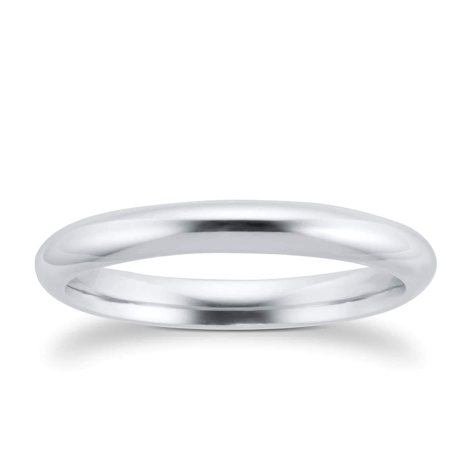 Platinum 2.5mm Plain Paris Court Wedding Ring - Ring Size J