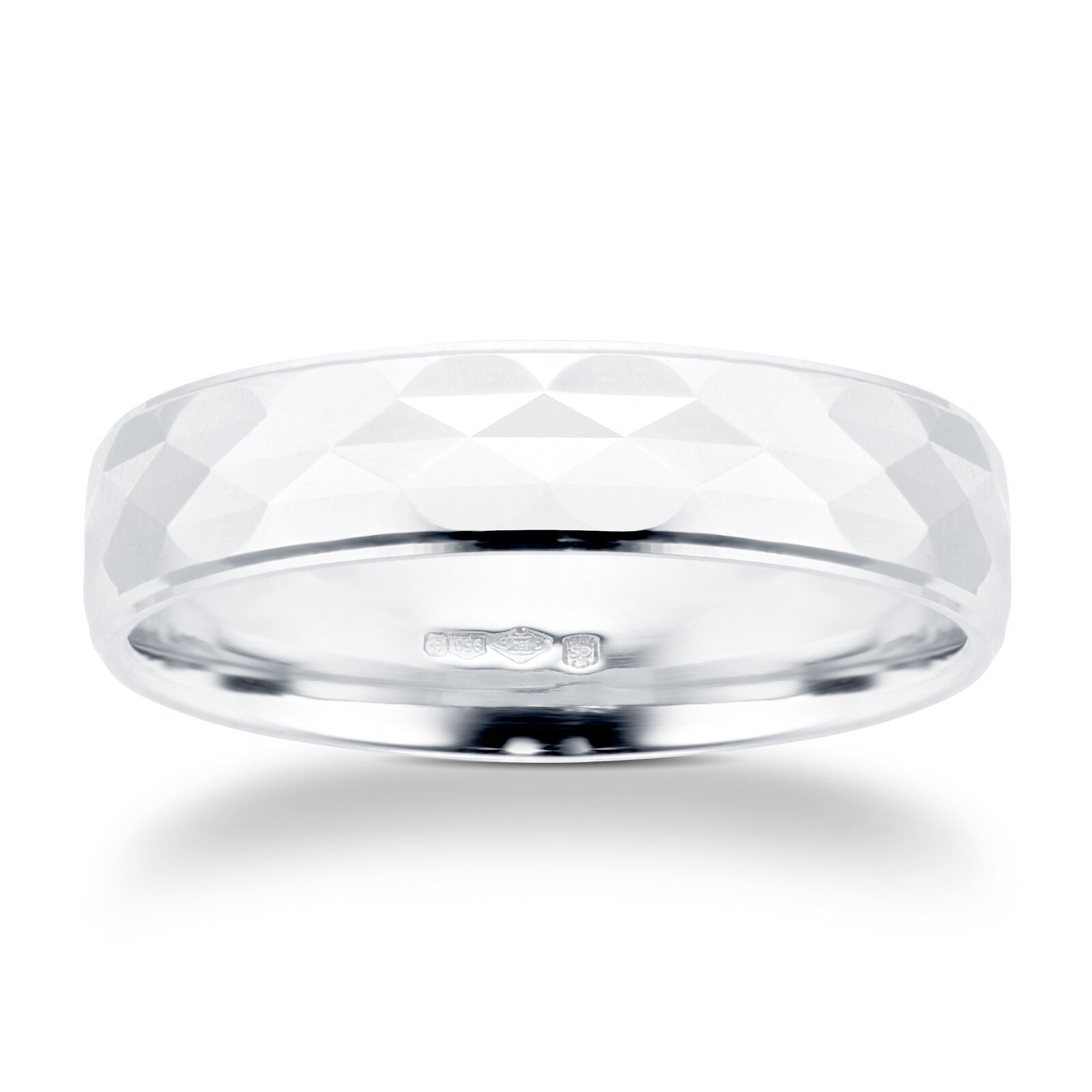 Platinum Full Diamond Cut Mens Wedding Ring - Ring Size S