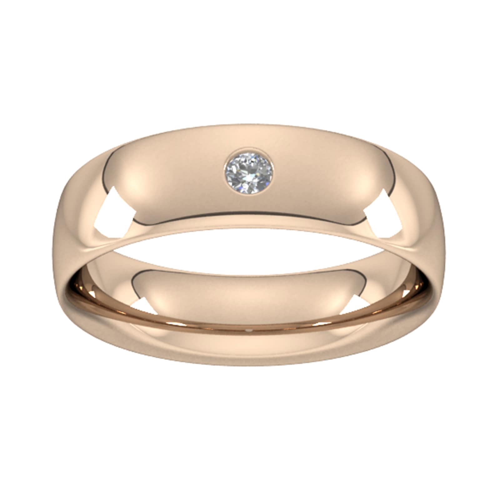 6mm Brilliant Cut Diamond Set Wedding Ring In 9 Carat Rose Gold - Ring Size H