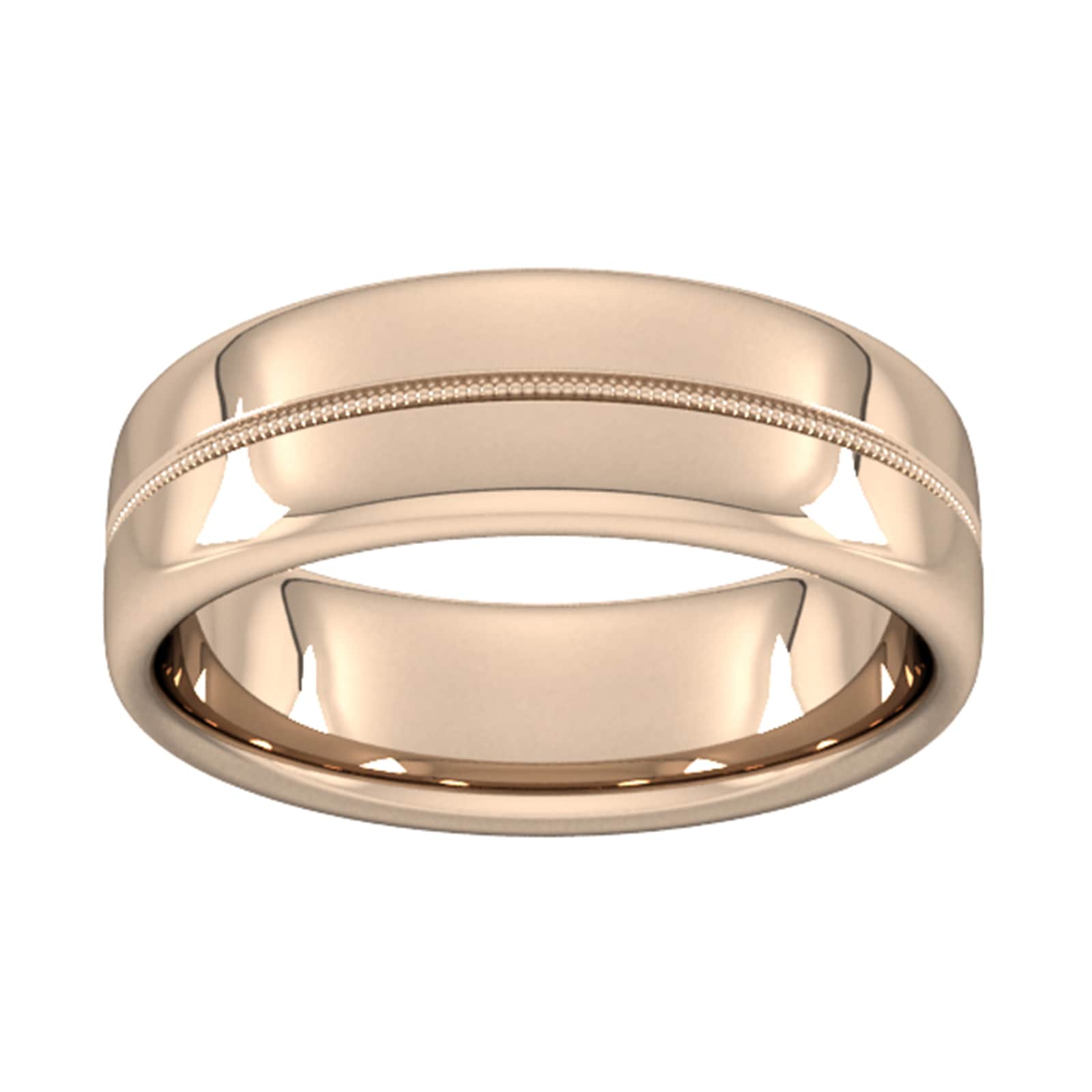 7mm D Shape Standard Milgrain Centre Wedding Ring In 18 Carat Rose Gold - Ring Size X