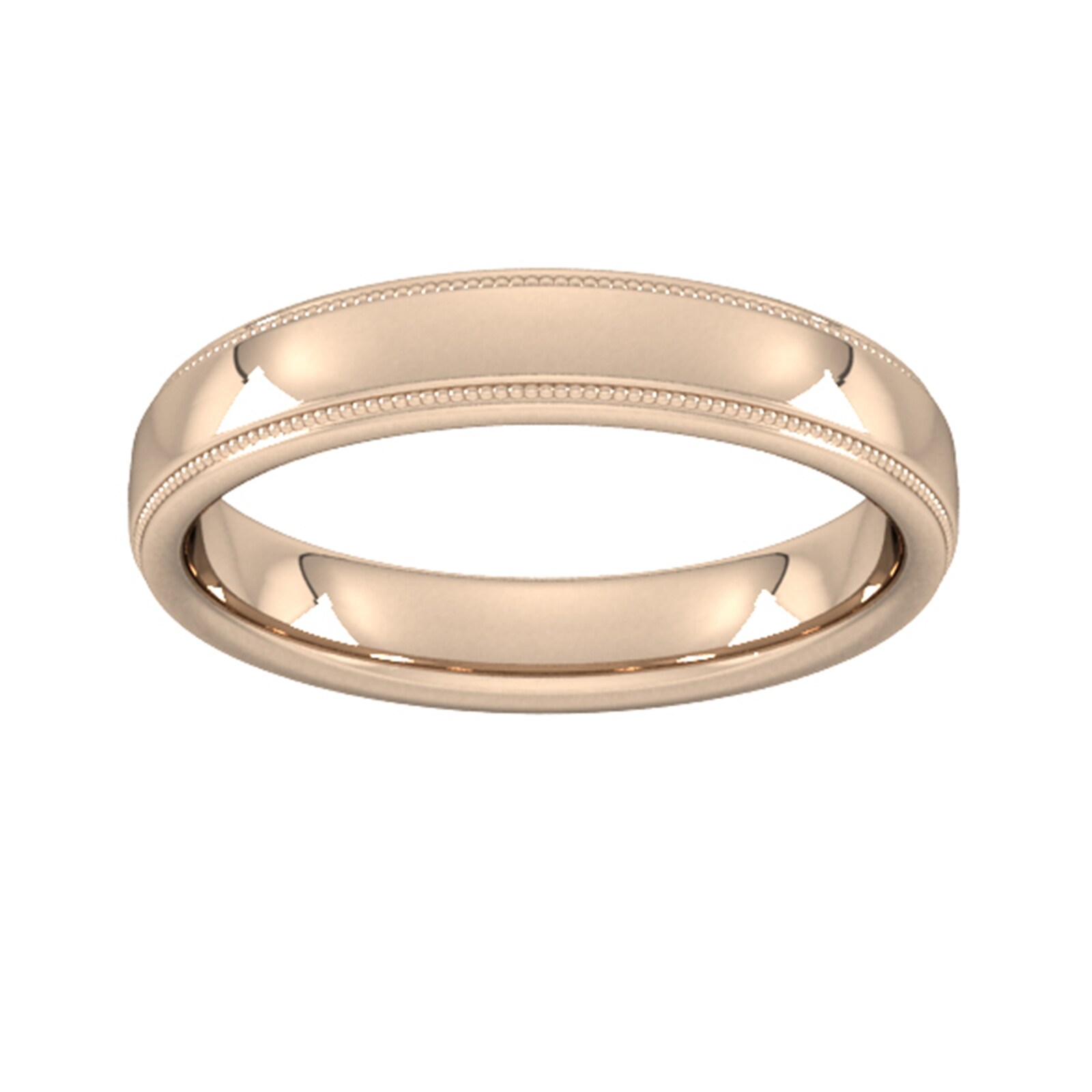 4mm Traditional Court Standard Milgrain Edge Wedding Ring In 18 Carat Rose Gold - Ring Size V
