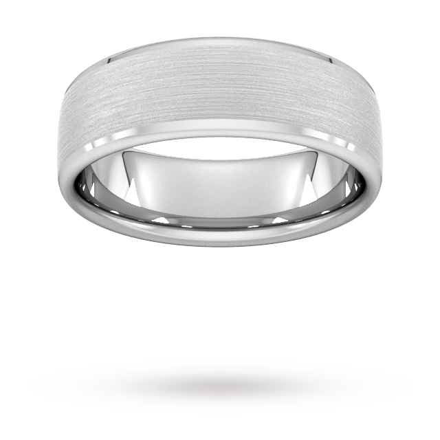 7mm Traditional Court Heavy Polished Chamfered Edges With Matt Centre Wedding Ring In 18 Carat White Gold - Ring Size K