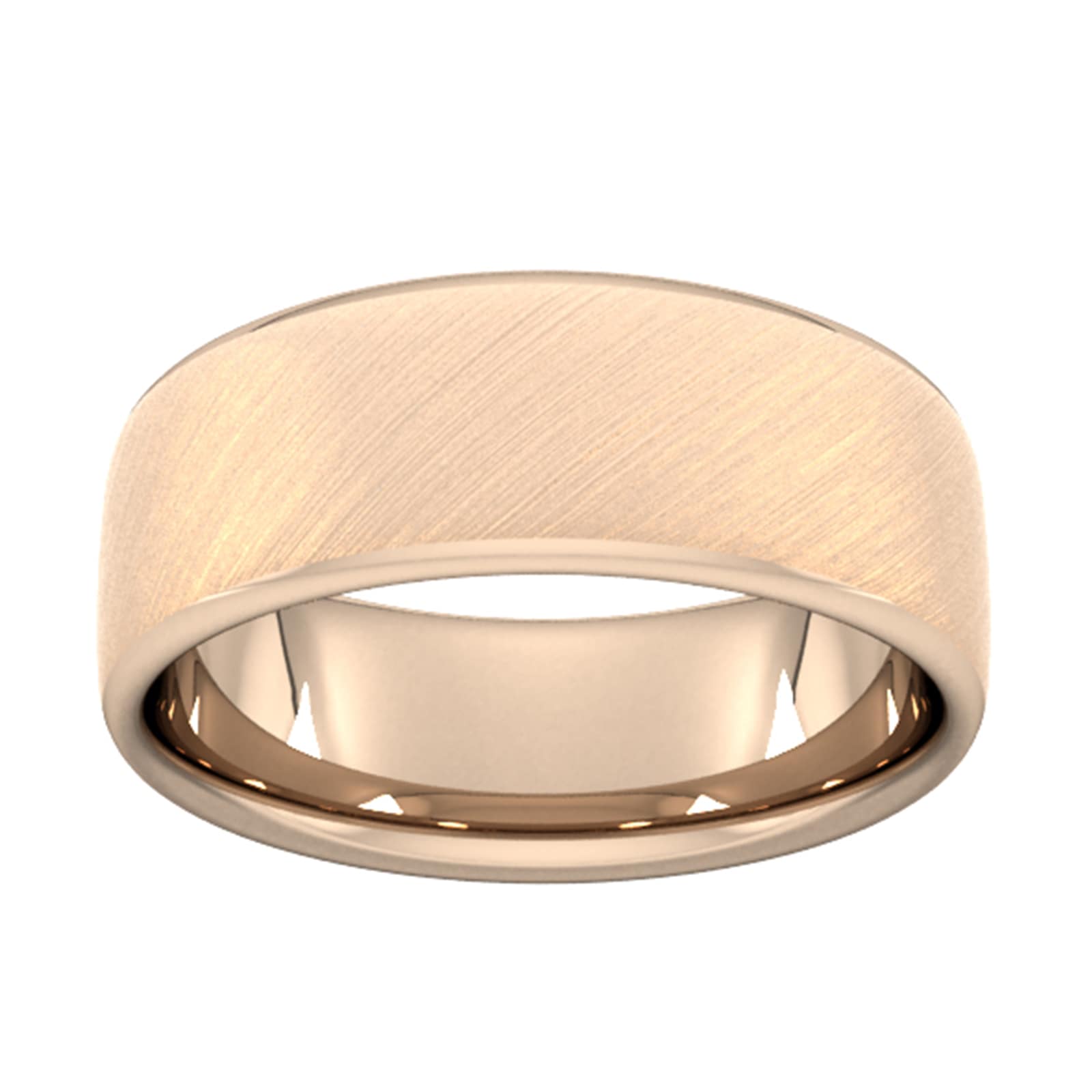 8mm Slight Court Standard Diagonal Matt Finish Wedding Ring In 18 Carat Rose Gold - Ring Size Y