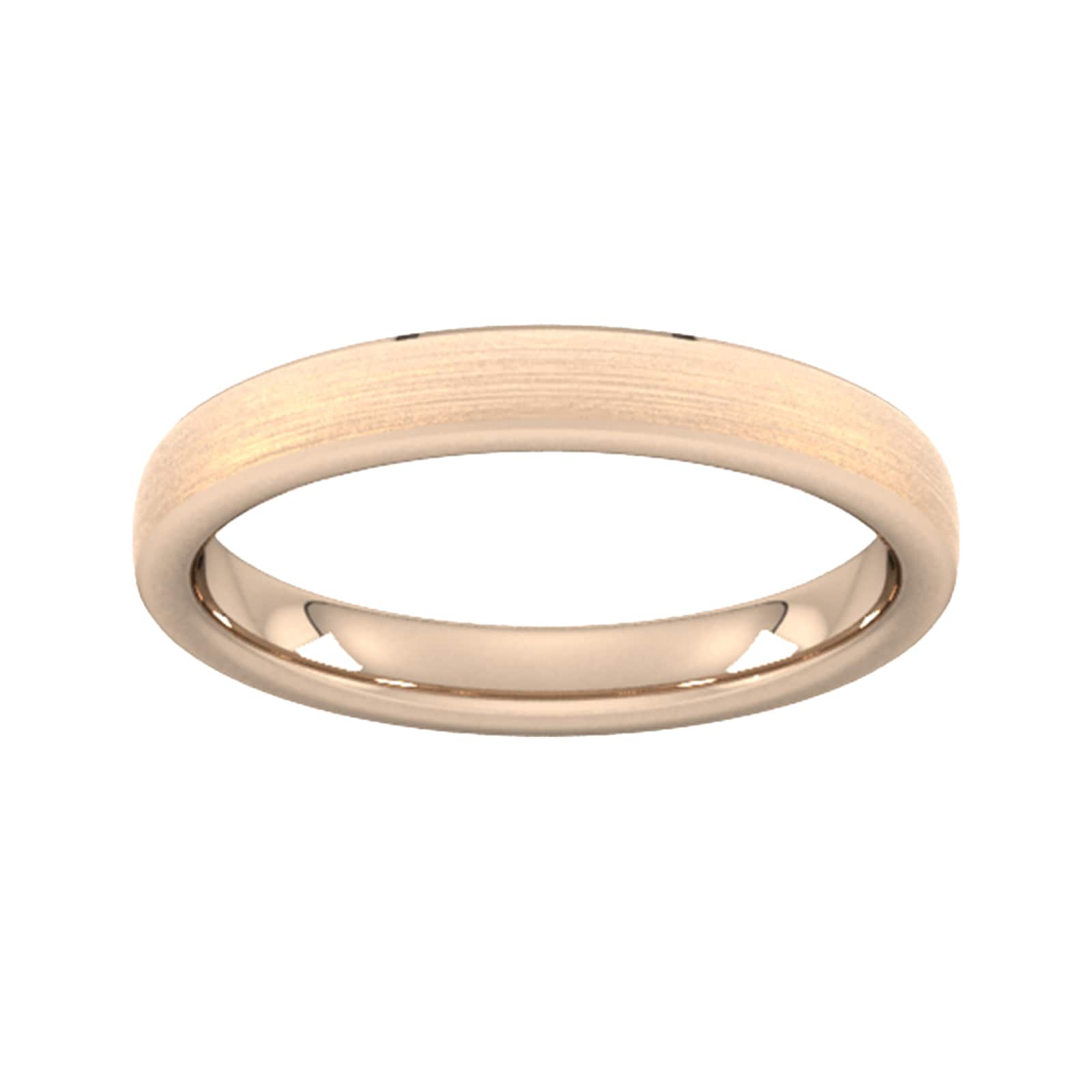 3mm Flat Court Heavy Polished Chamfered Edges With Matt Centre Wedding Ring In 18 Carat Rose Gold - Ring Size K
