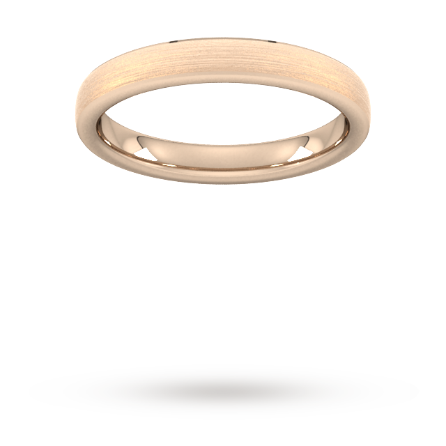 3mm Traditional Court Standard Polished Chamfered Edges With Matt Centre Wedding Ring In 9 Carat Rose Gold - Ring Size U