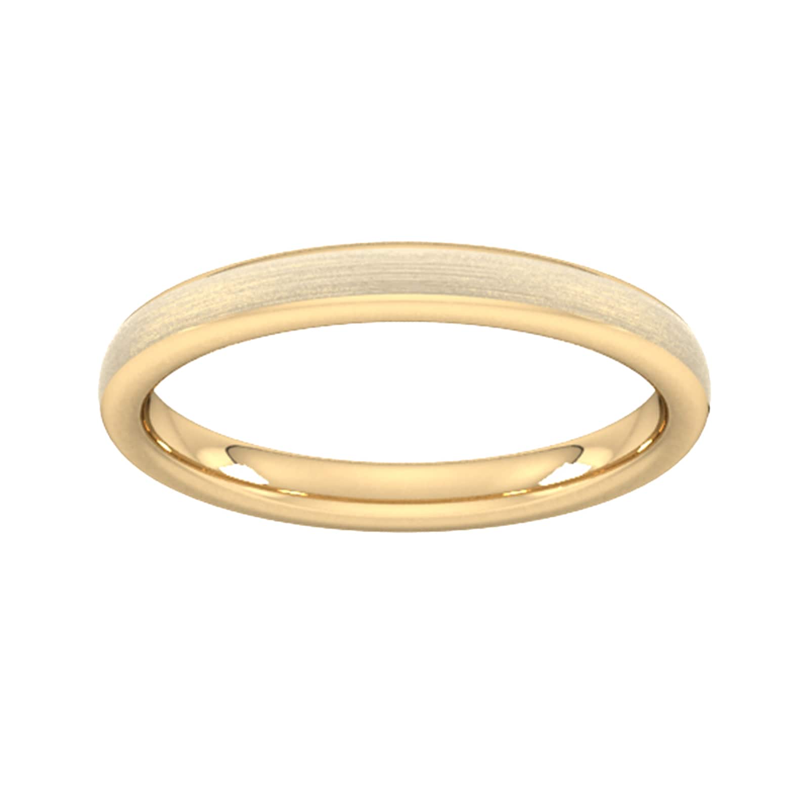 2.5mm Slight Court Heavy Matt Finished Wedding Ring In 18 Carat Yellow Gold - Ring Size U