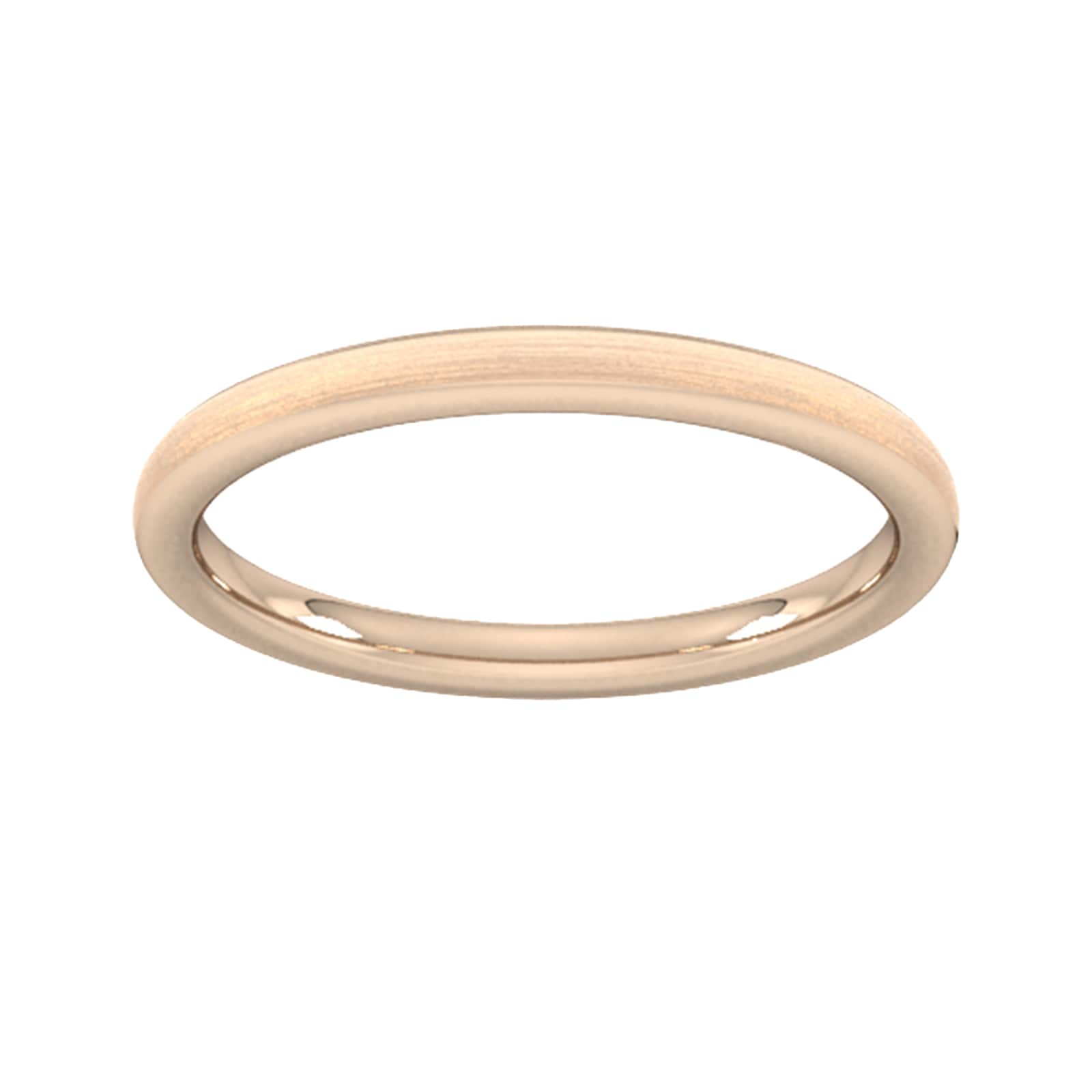 2mm Flat Court Heavy Matt Finished Wedding Ring In 9 Carat Rose Gold - Ring Size R