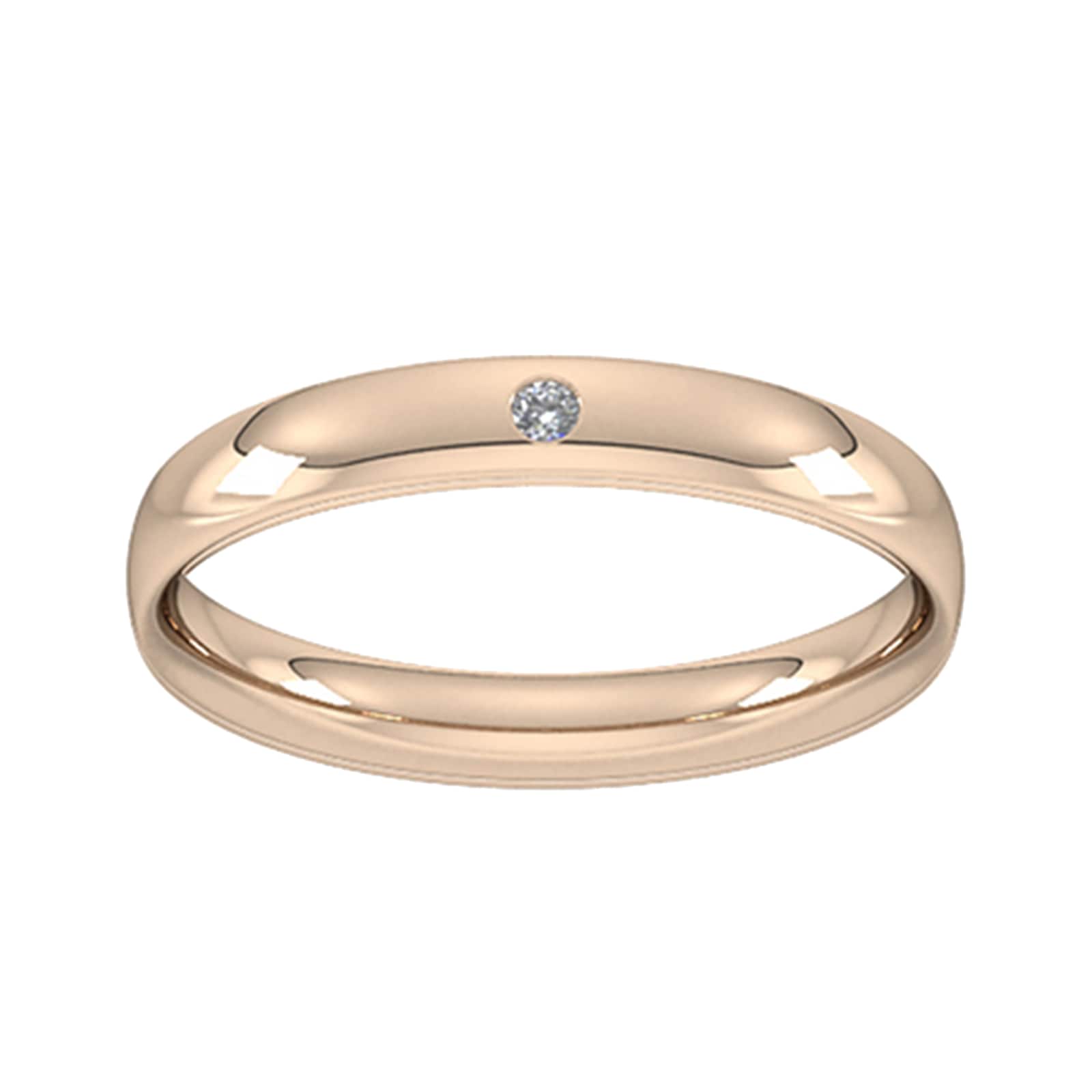 3mm Brilliant Cut Rub Over Diamond Set Wedding Ring In 9 Carat Rose Gold - Ring Size H