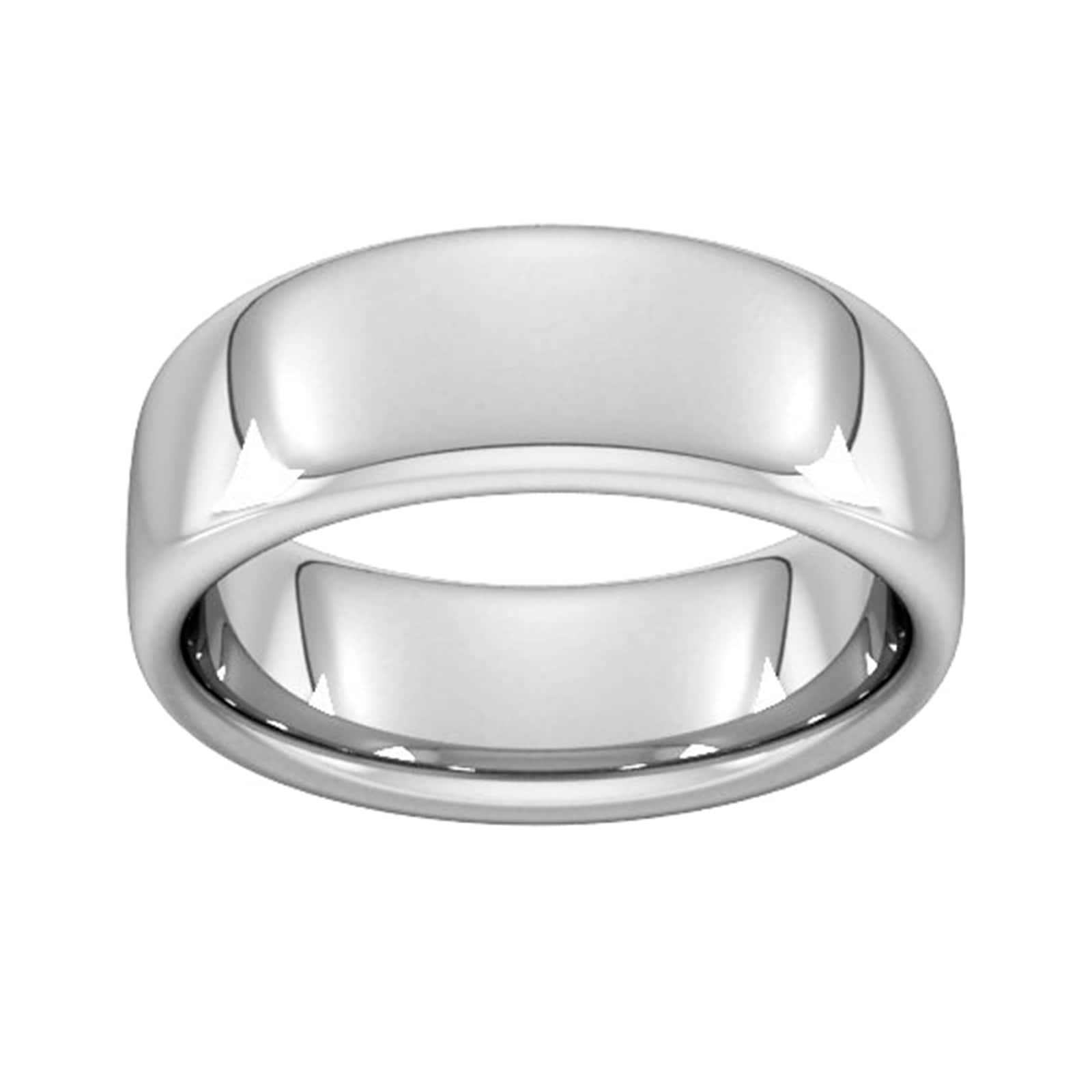 8mm Slight Court Extra Heavy Wedding Ring In 18 Carat White Gold - Ring Size H
