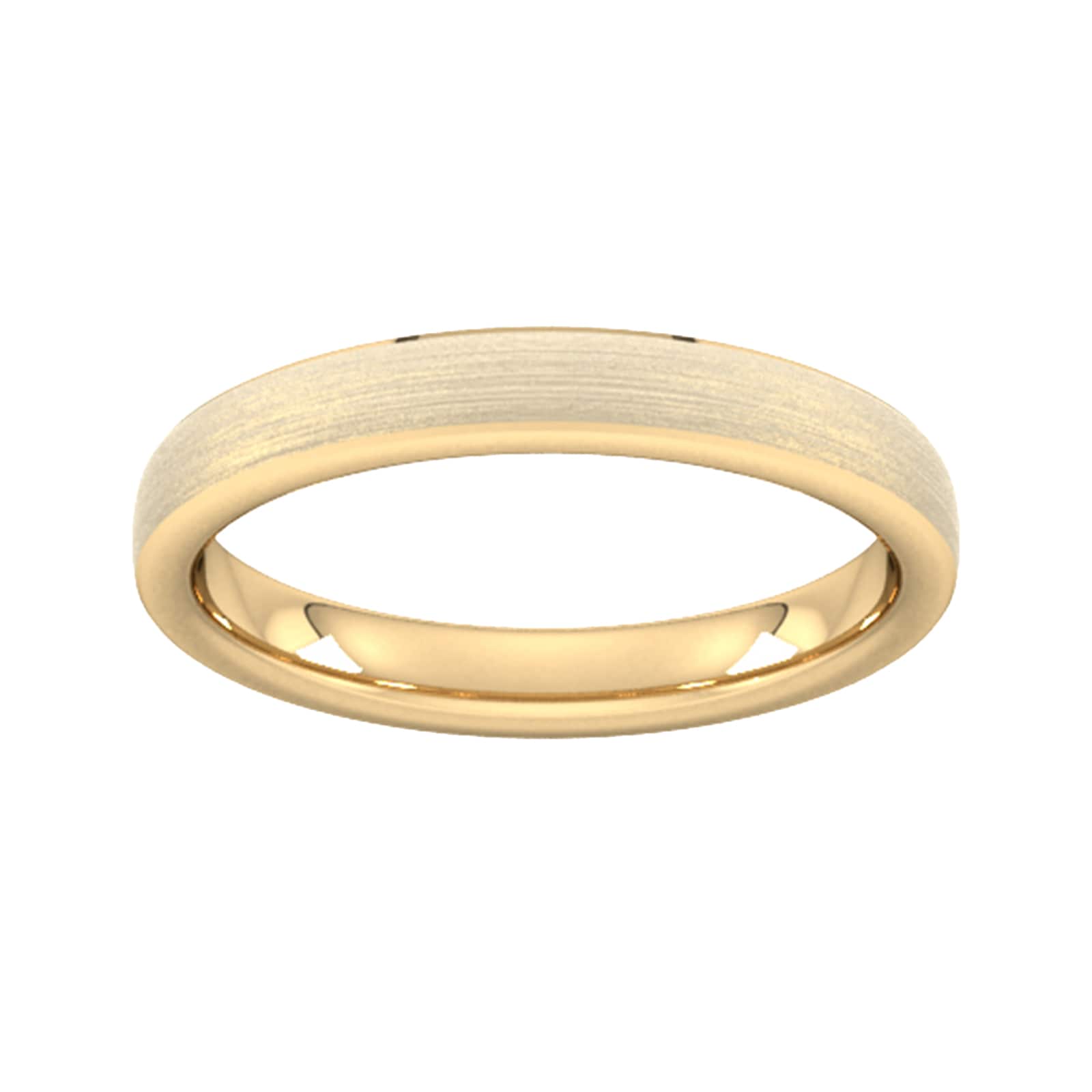 3mm Slight Court Standard Polished Chamfered Edges With Matt Centre Wedding Ring In 18 Carat Yellow Gold - Ring Size R