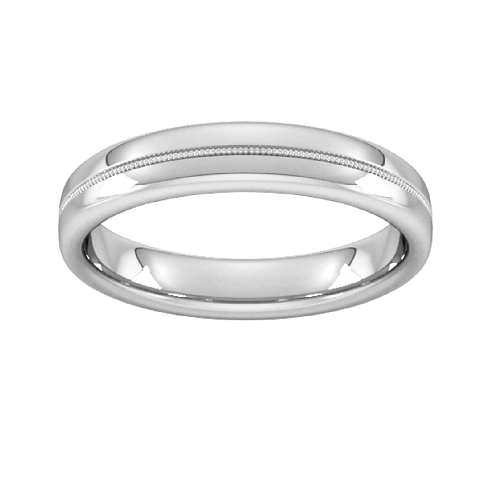 4mm Slight Court Standard Milgrain Centre Wedding Ring In 18 Carat White Gold - Ring Size O