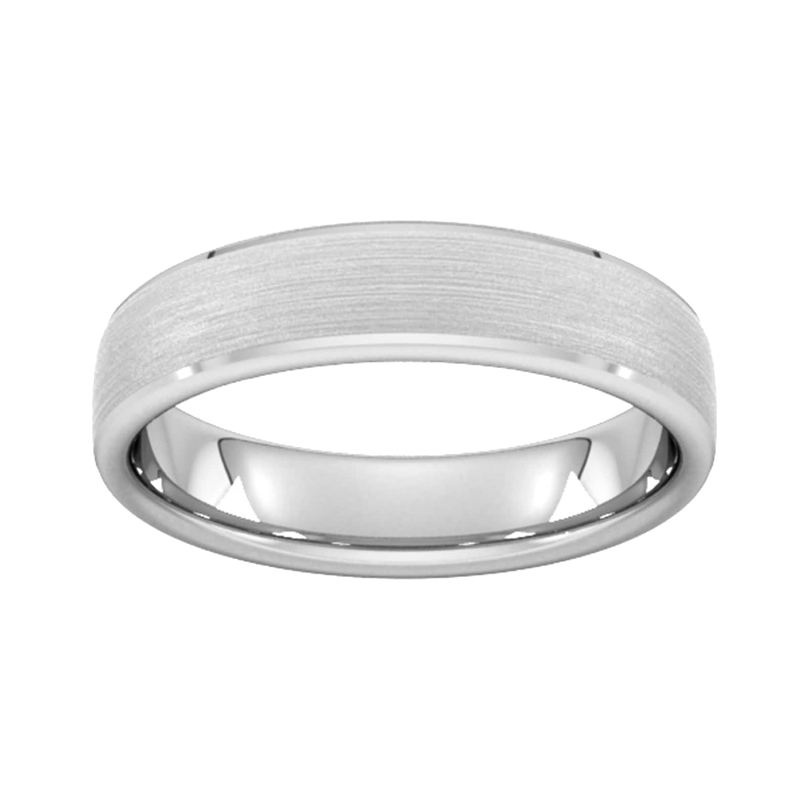 5mm Slight Court Standard Polished Chamfered Edges With Matt Centre Wedding Ring In 18 Carat White Gold - Ring Size Z