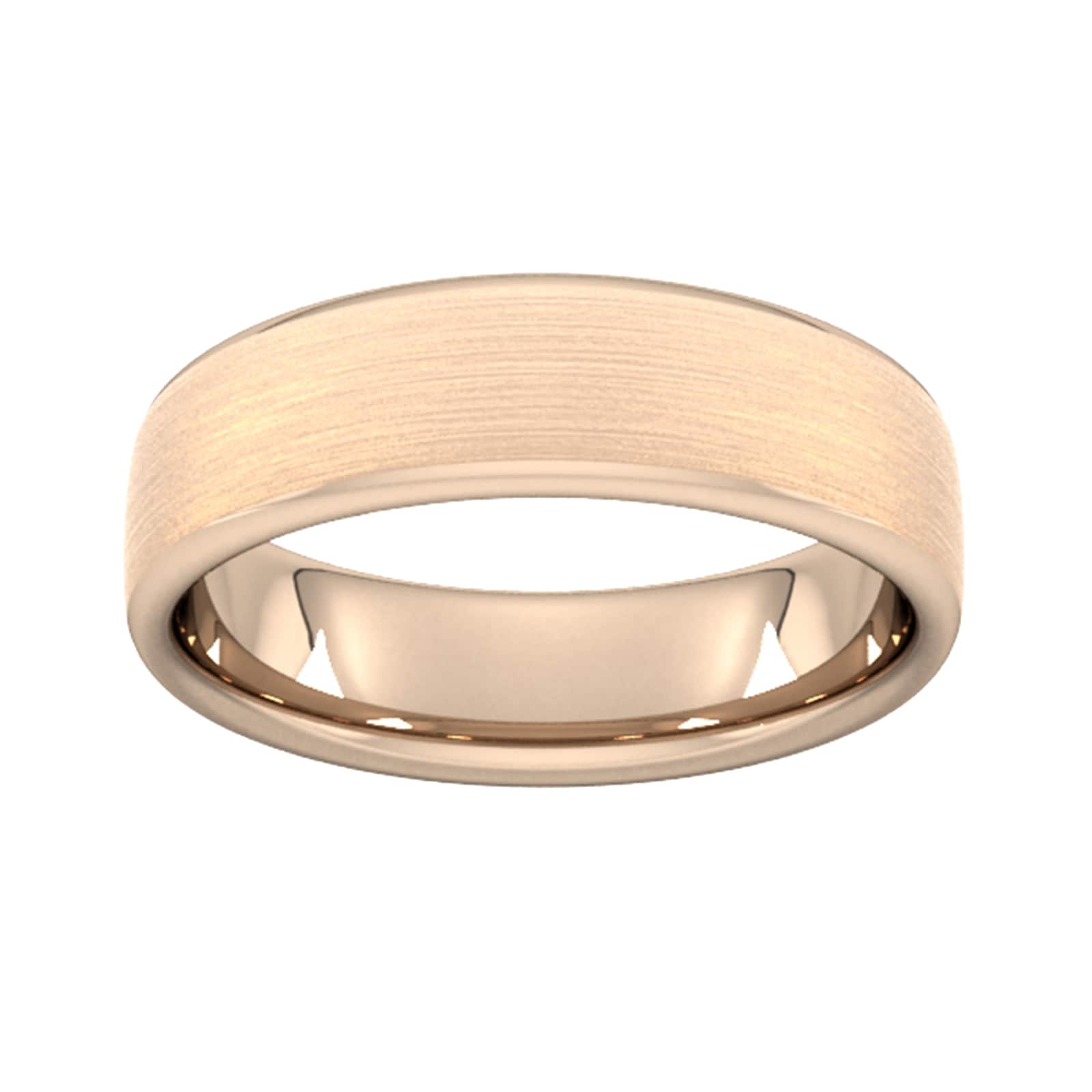 6mm Slight Court Standard Matt Finished Wedding Ring In 9 Carat Rose Gold - Ring Size K