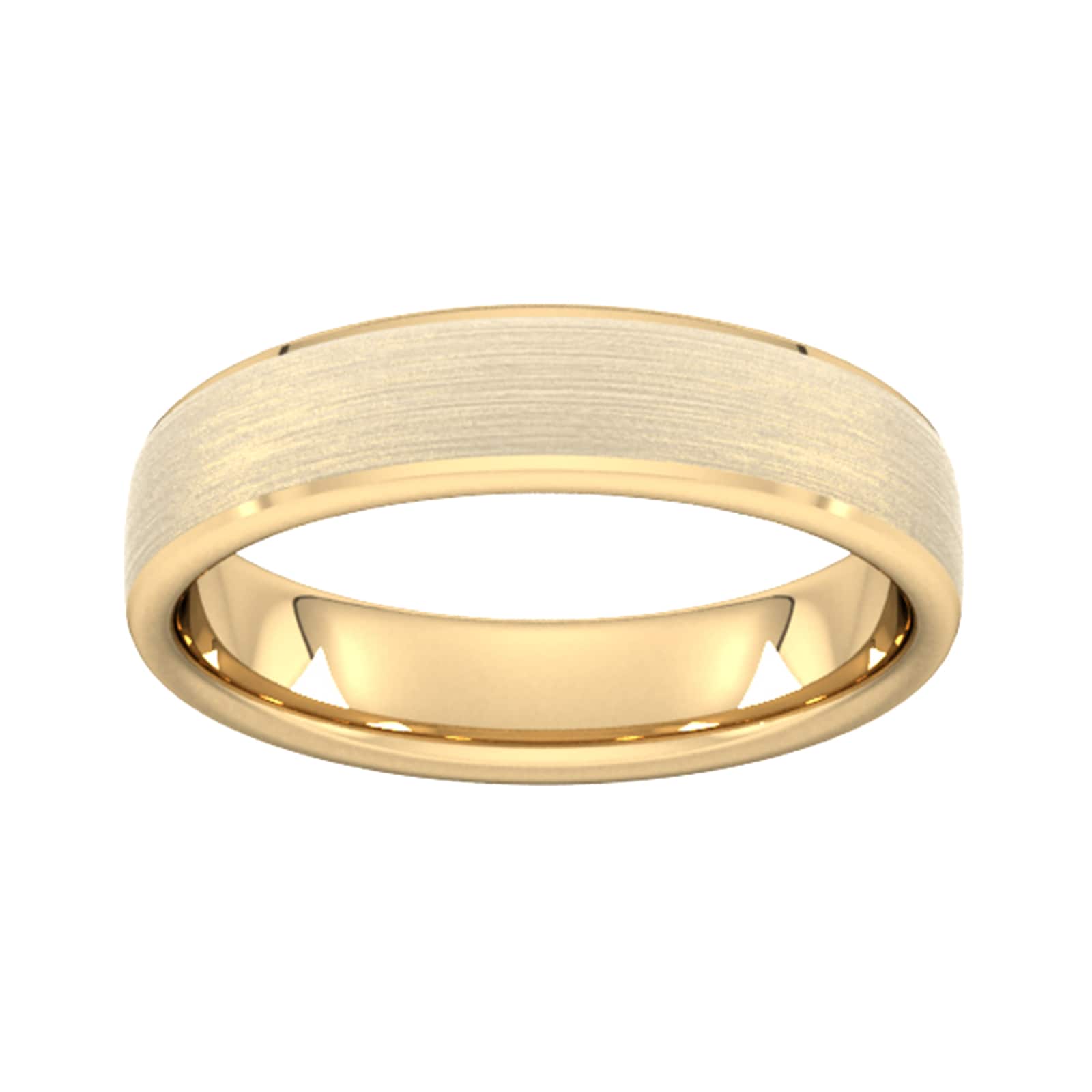 5mm Traditional Court Standard Polished Chamfered Edges With Matt Centre Wedding Ring In 9 Carat Yellow Gold - Ring Size W
