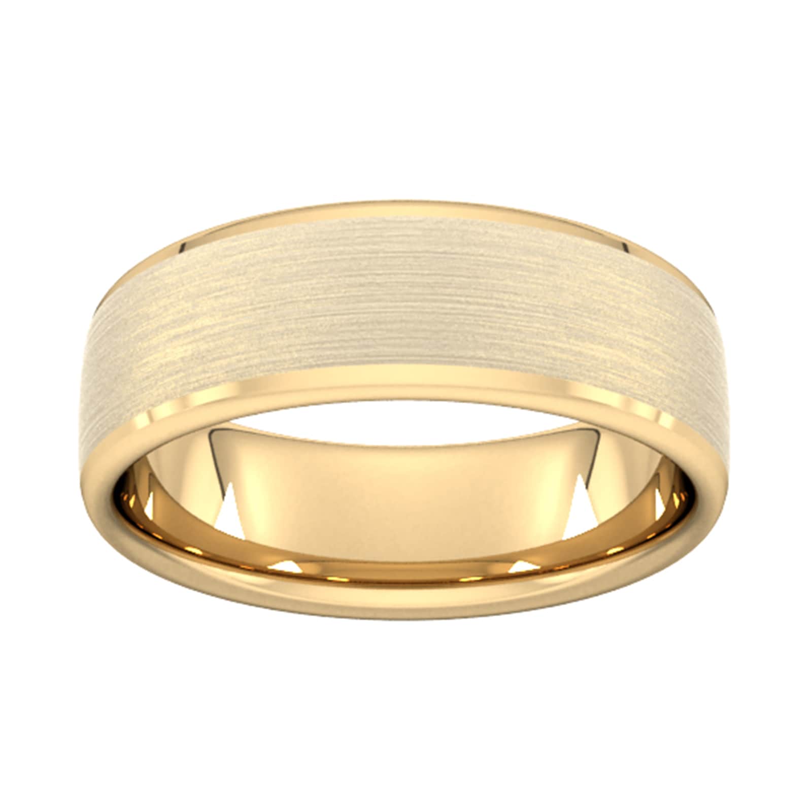 7mm Traditional Court Heavy Polished Chamfered Edges With Matt Centre Wedding Ring In 9 Carat Yellow Gold - Ring Size N