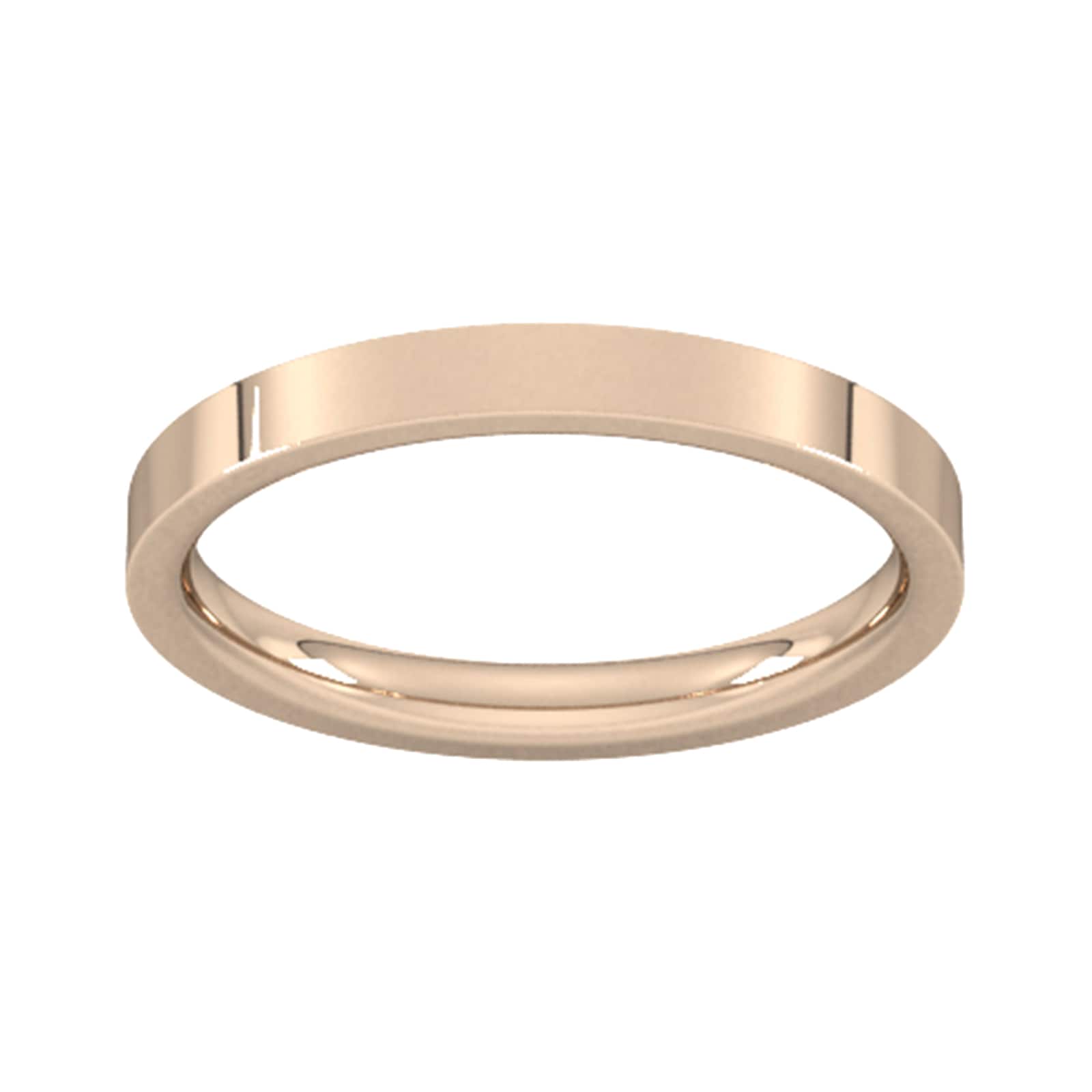 2.5mm Flat Court Heavy Wedding Ring In 18 Carat Rose Gold - Ring Size O
