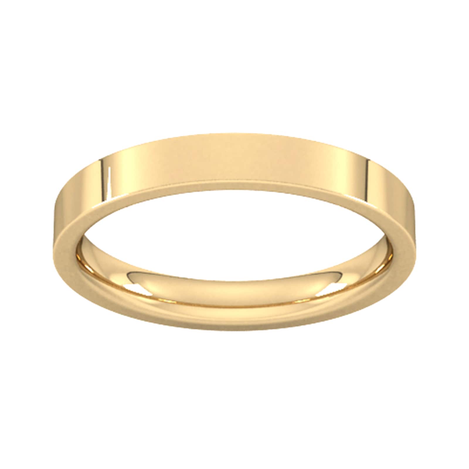 3mm Flat Court Heavy Wedding Ring In 9 Carat Yellow Gold - Ring Size M