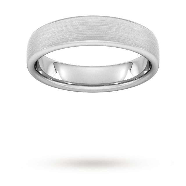 5mm Flat Court Heavy Matt Finished Wedding Ring In 9 Carat White Gold - Ring Size I