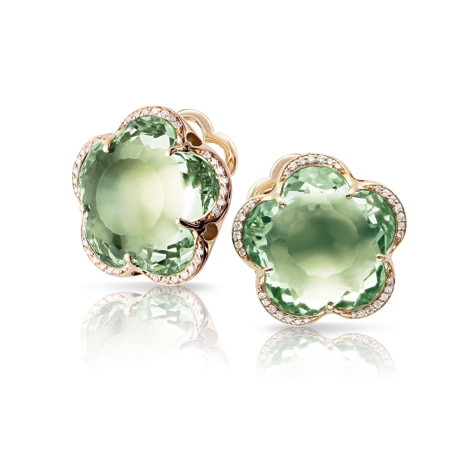 Bon Ton Dolce Vita Stud Earrings in 18ct Rose Gold with Prasiolite and Diamonds