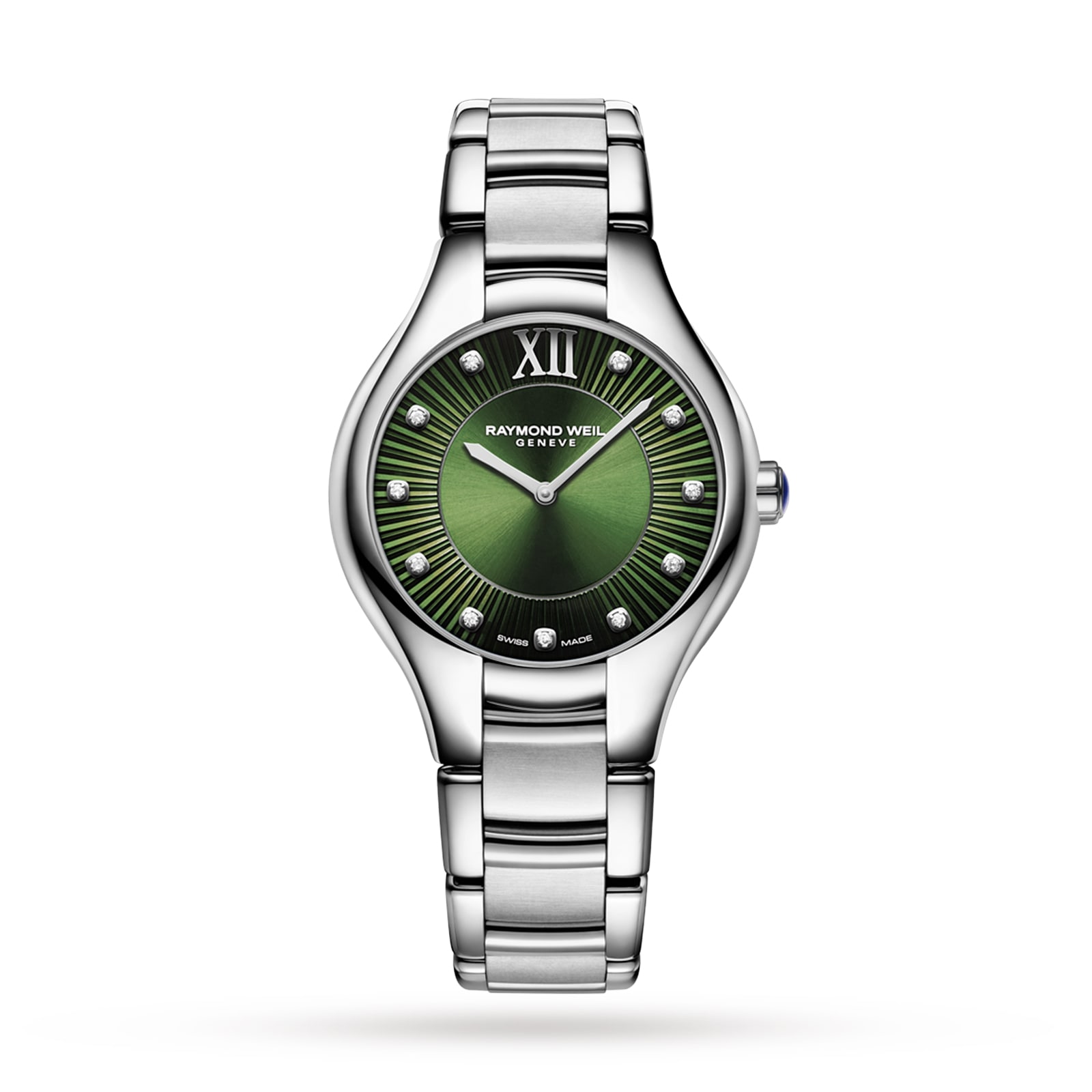 Noemia Green Dial Stainless Steel Diamond Watch 32mm