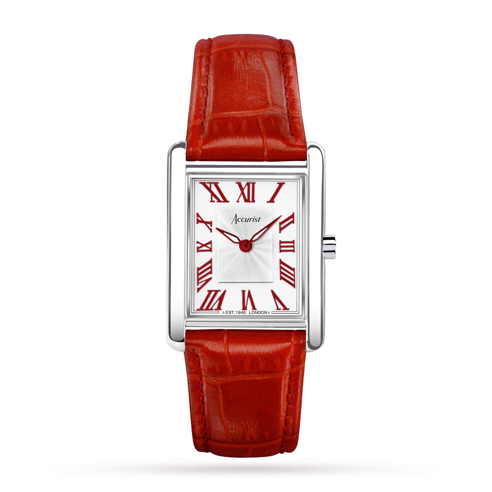 Rectangle Red Leather Strap 26mm Watch