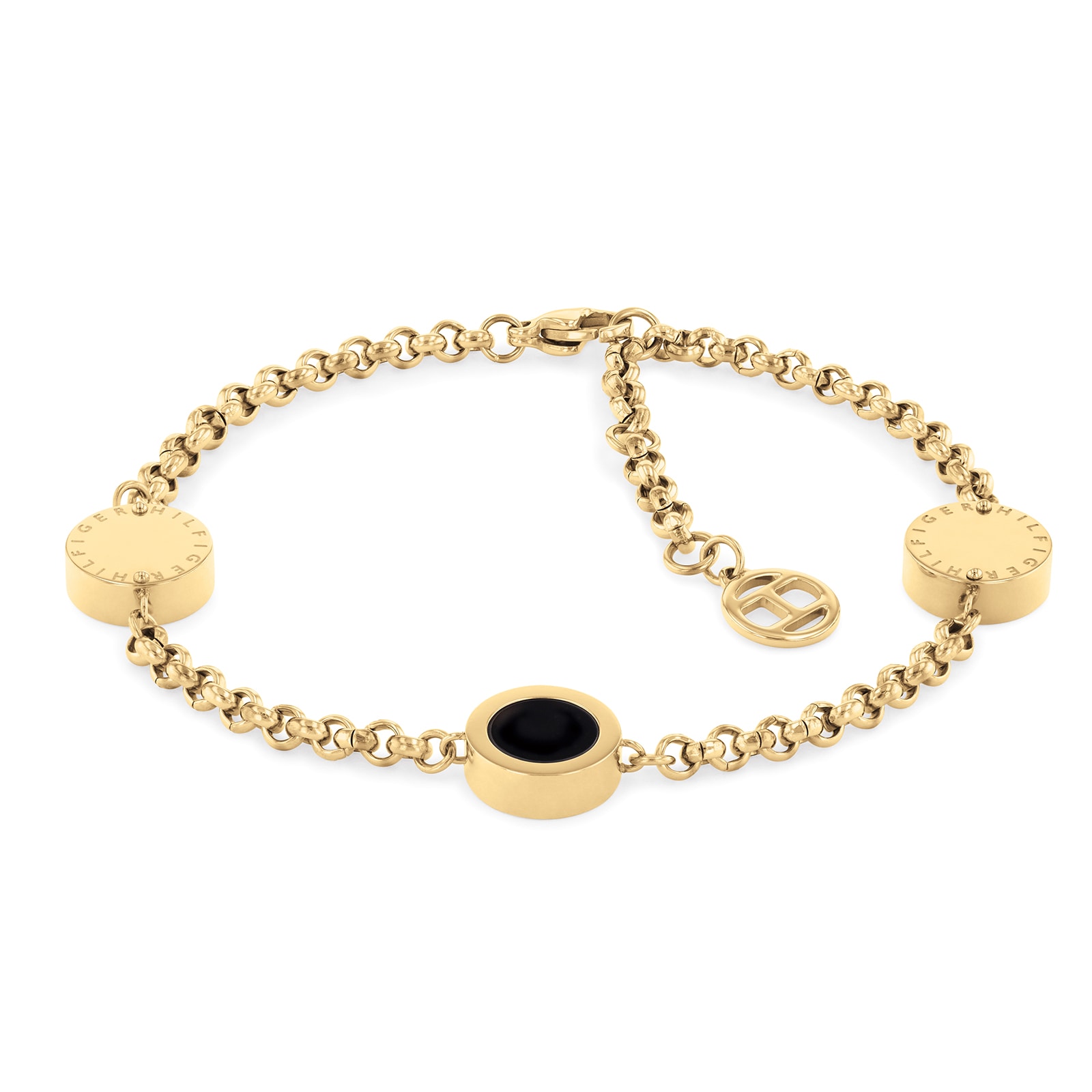 Yellow Gold Coloured Iconic Circle Onyx Bracelet