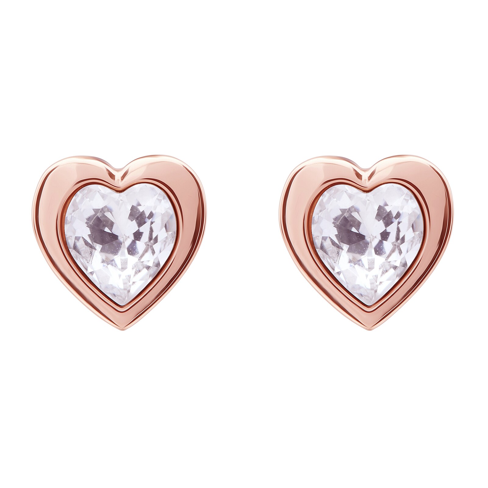 Ted Baker Crystal Heart Rose Gold Coloured Crystal Stud Earrings