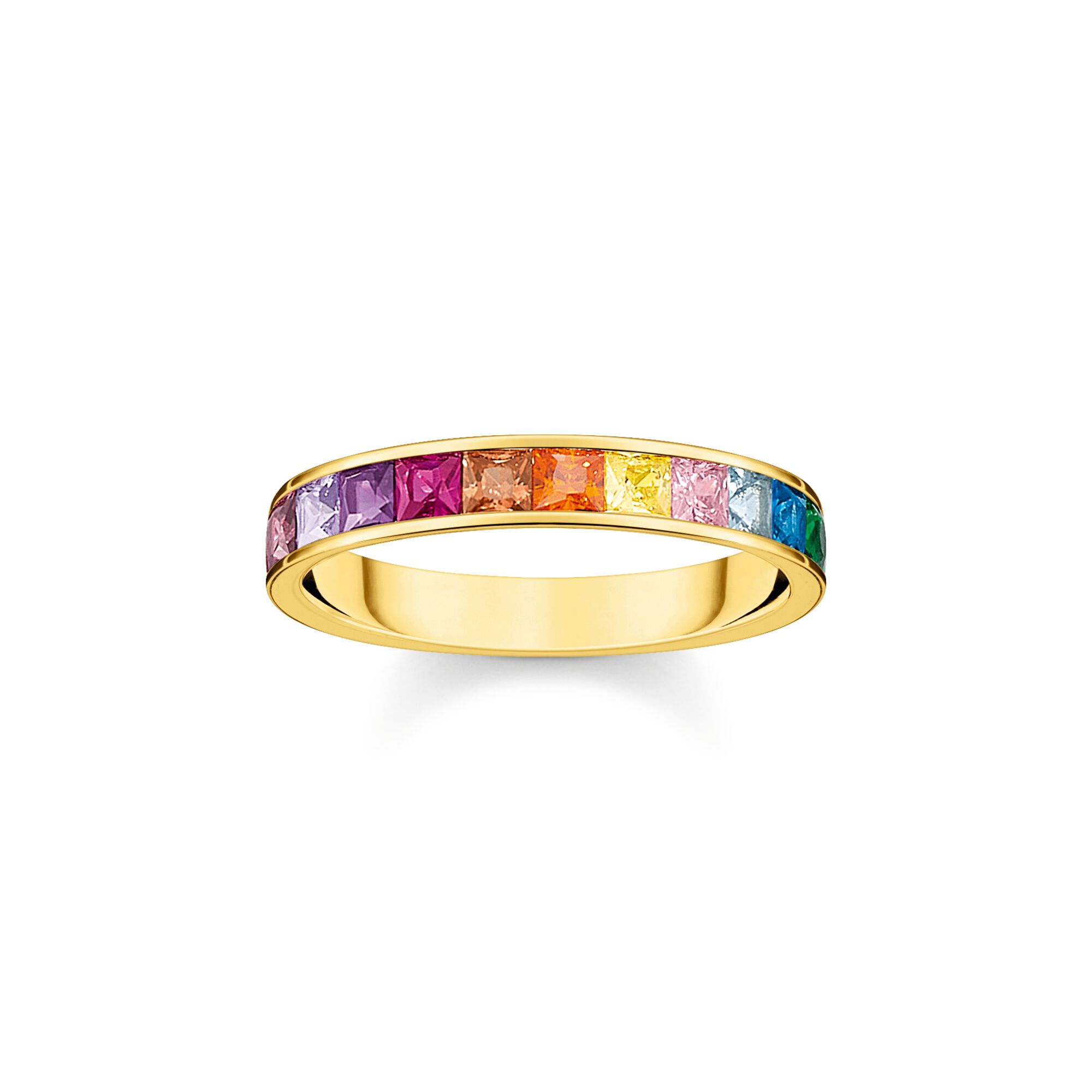 Yellow Gold Plated Rainbow Stone Ring