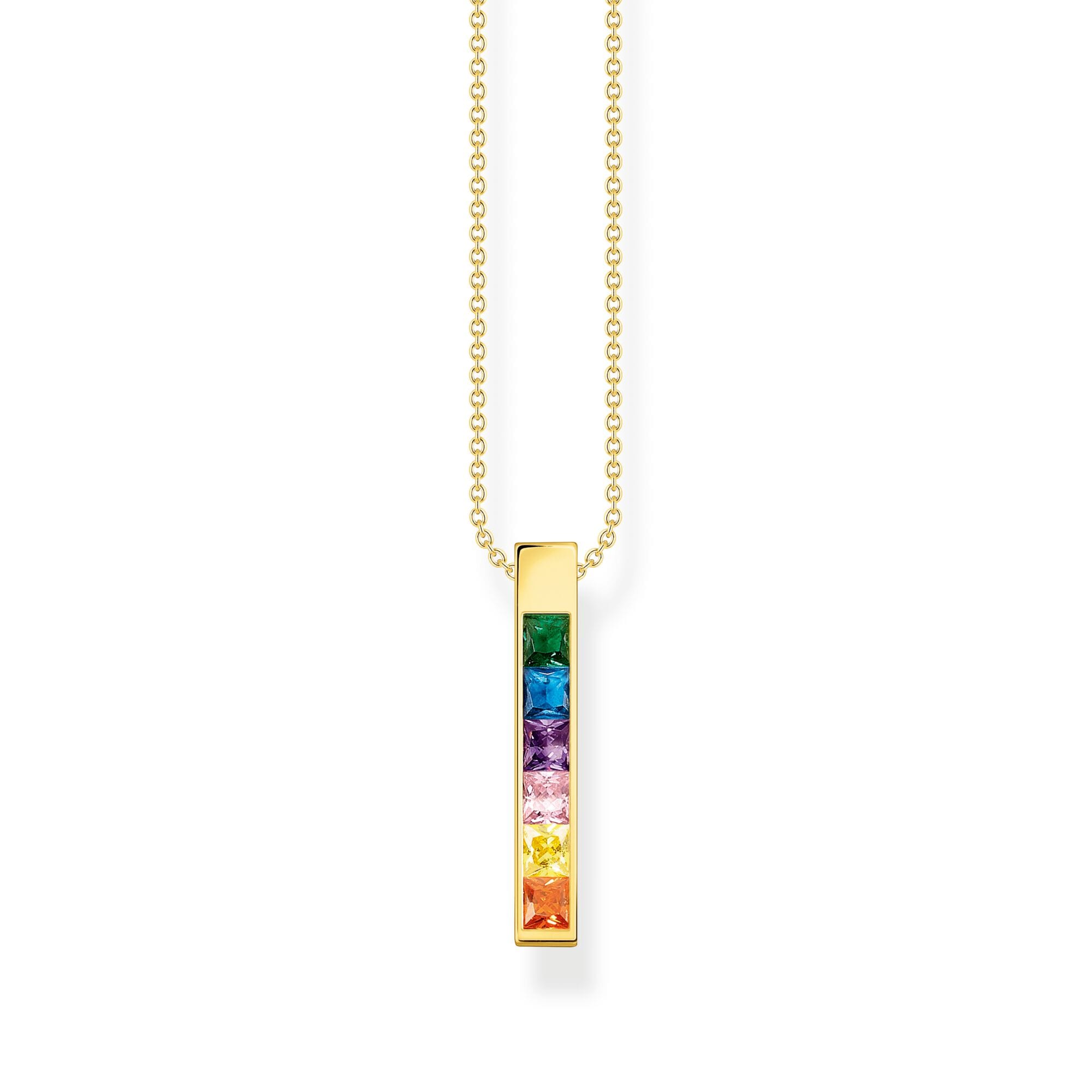 18ct Yellow Gold Plated Rainbow Stone Pendant Necklace