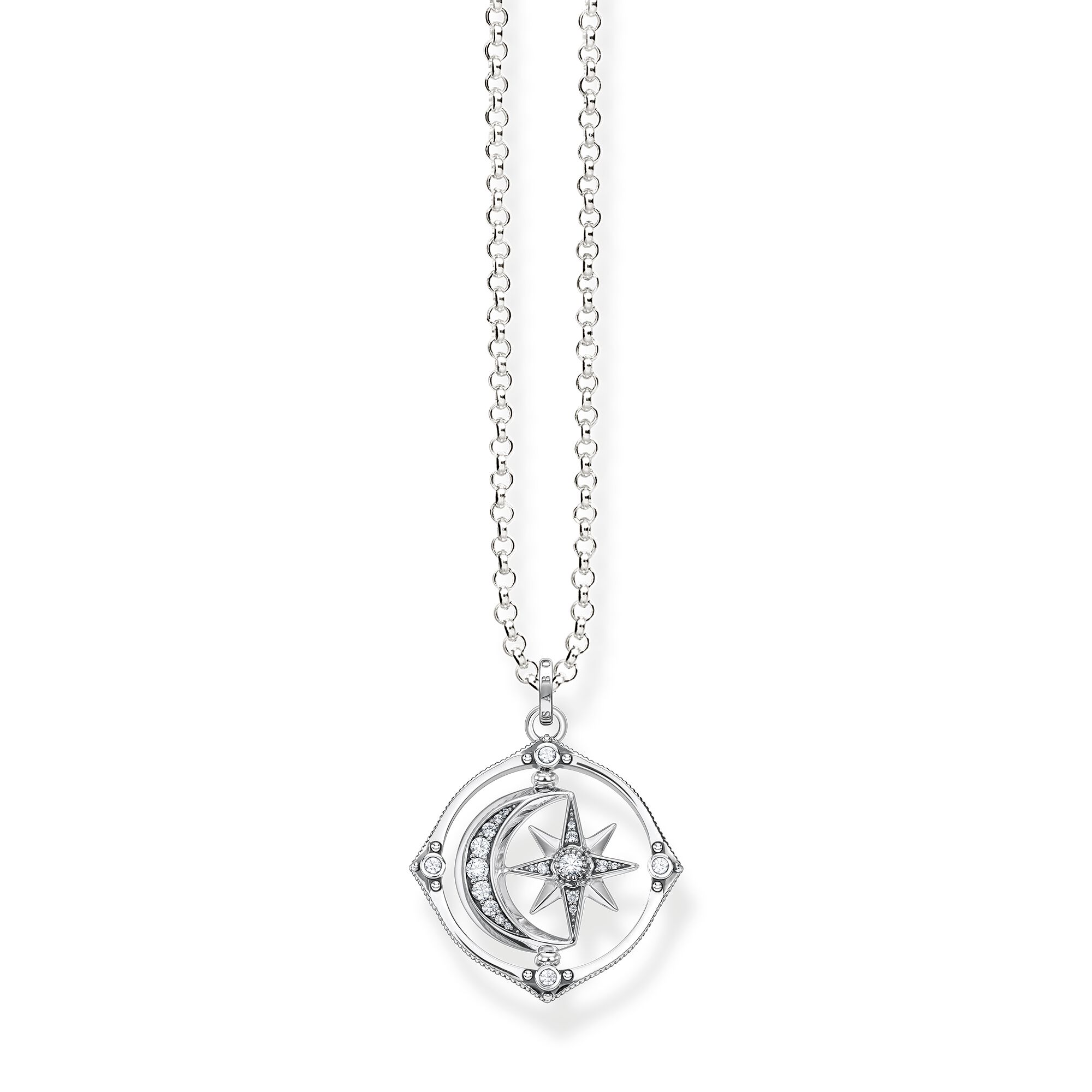 Sterling Silver Star & Moon Pendant Necklace