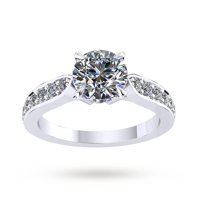 Boscobel Engagement Ring With Diamond Band 0.96 Carat Total Weight - Ring Size P