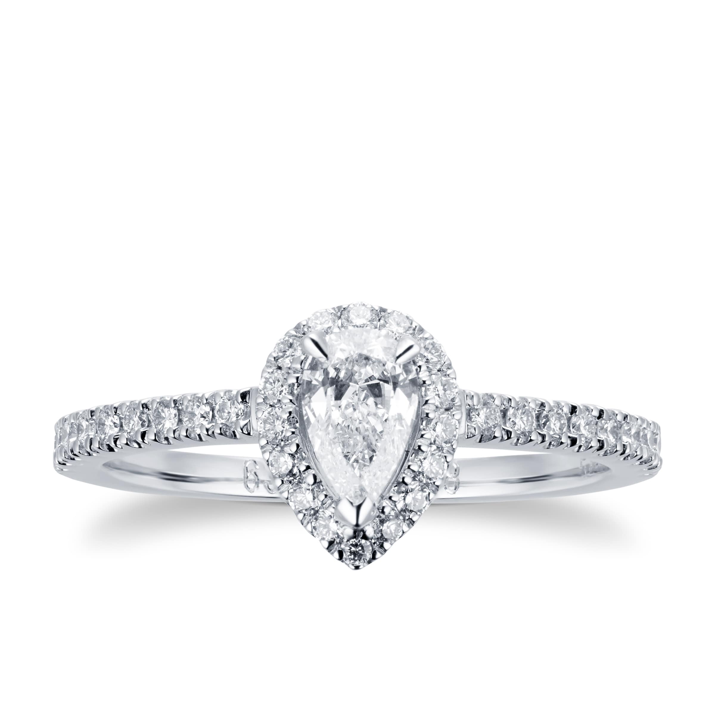 Platinum Amelia 0.53ct Pear Halo Engagement Ring - Ring Size J