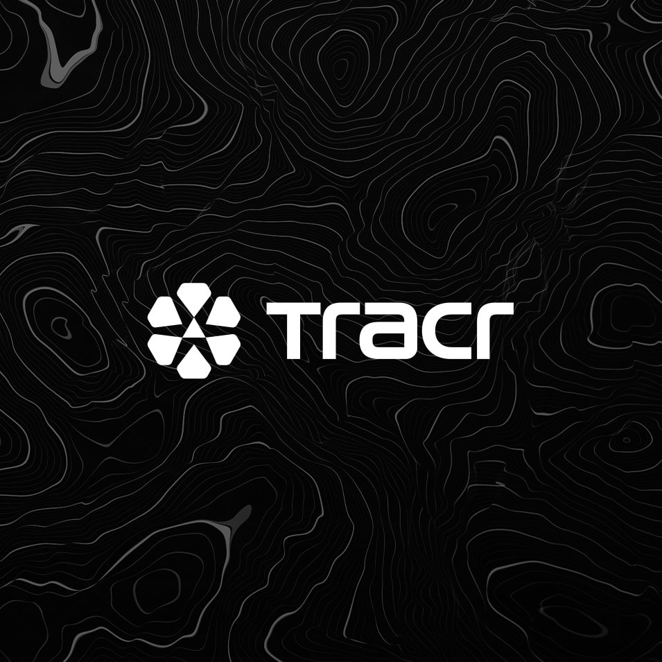 Graphic black and white fine line image with TRACR logo.