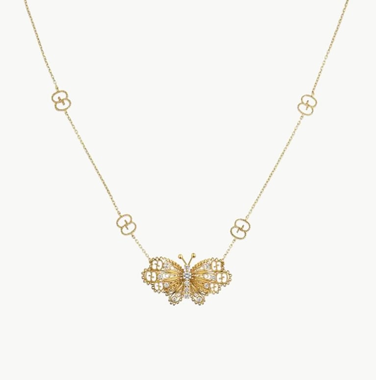 18k Yellow Gold Butteryfly Diamond Necklace