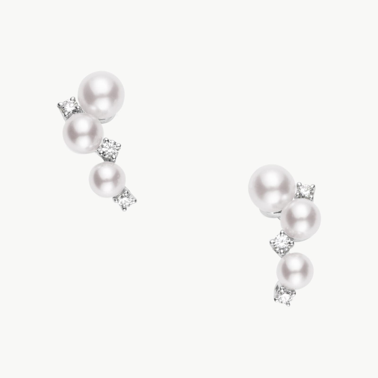 Akoya Cultured Pearl And Diamond Cluster Drop Earrings