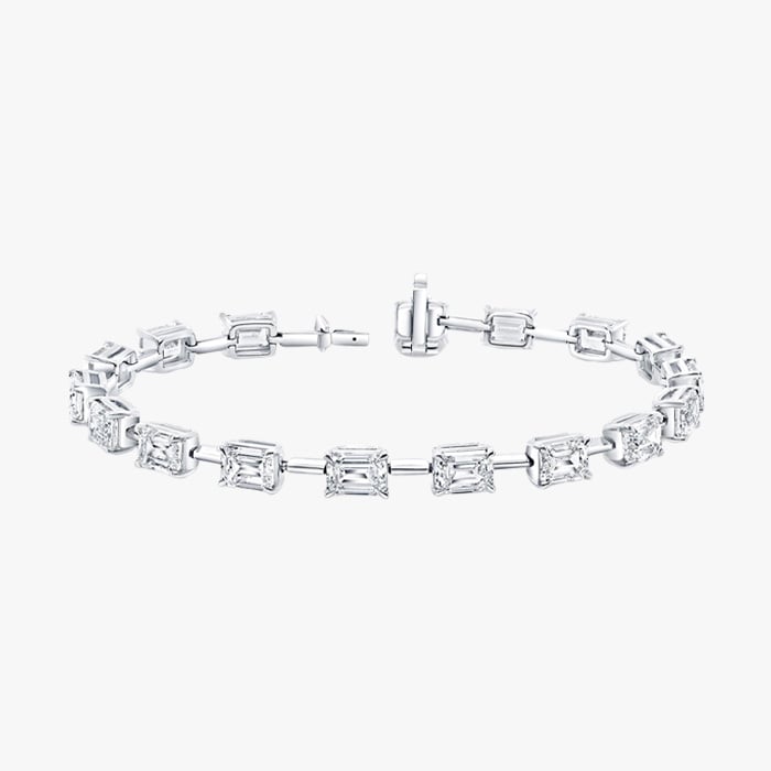 Uneek Platinum Emerald Cut Diamond Bracelet