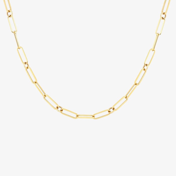 18k Yellow Gold Fine Paperclip Chain 22 Inch