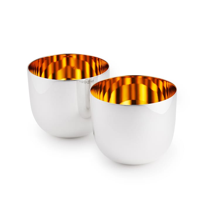 Mappin & Webb Sterling Silver and Gold Plated Tumbler Set