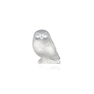 Lalique Shivers Clear Owl Crystal Sculpture