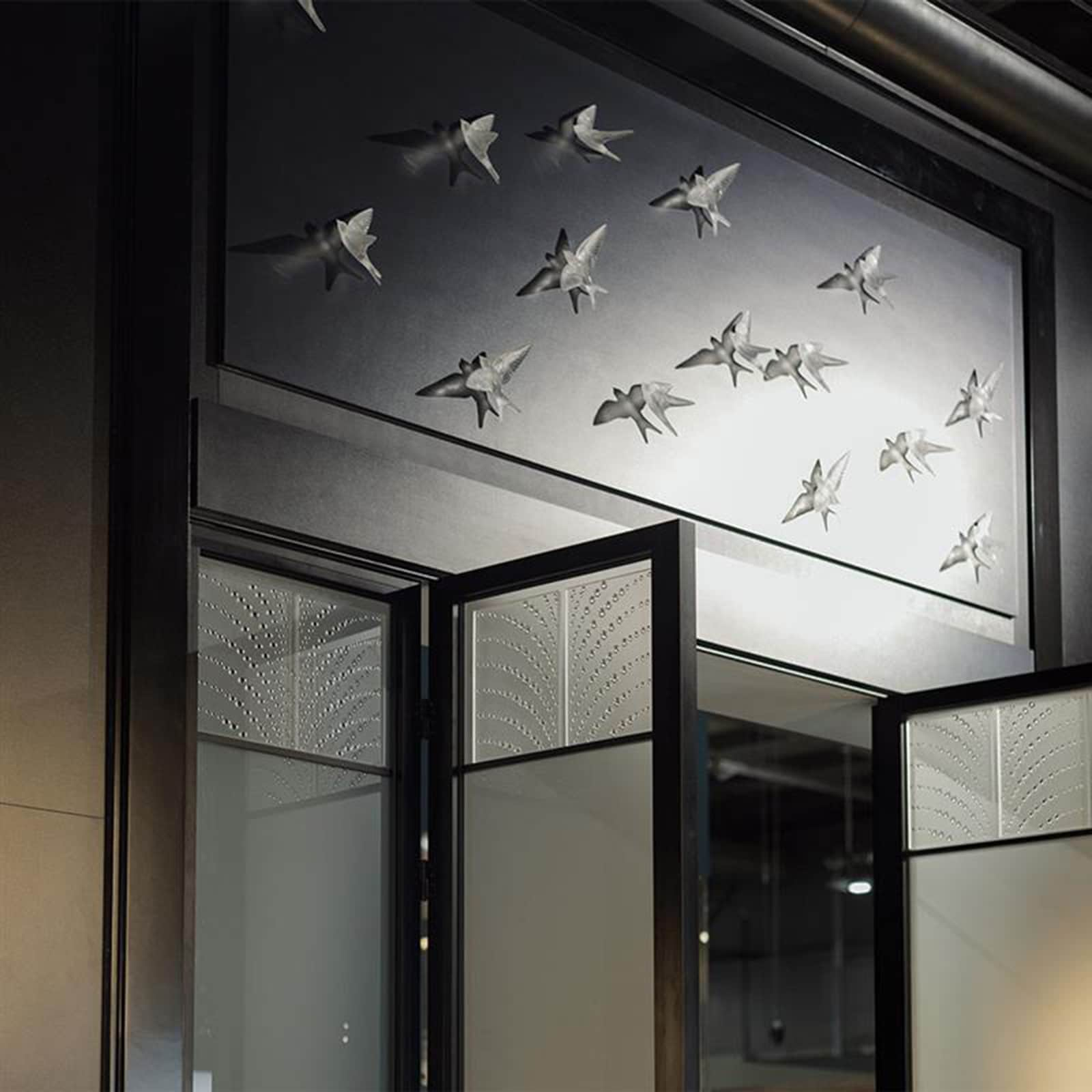 Lalique Swallow Wings Up Wall Sculpture