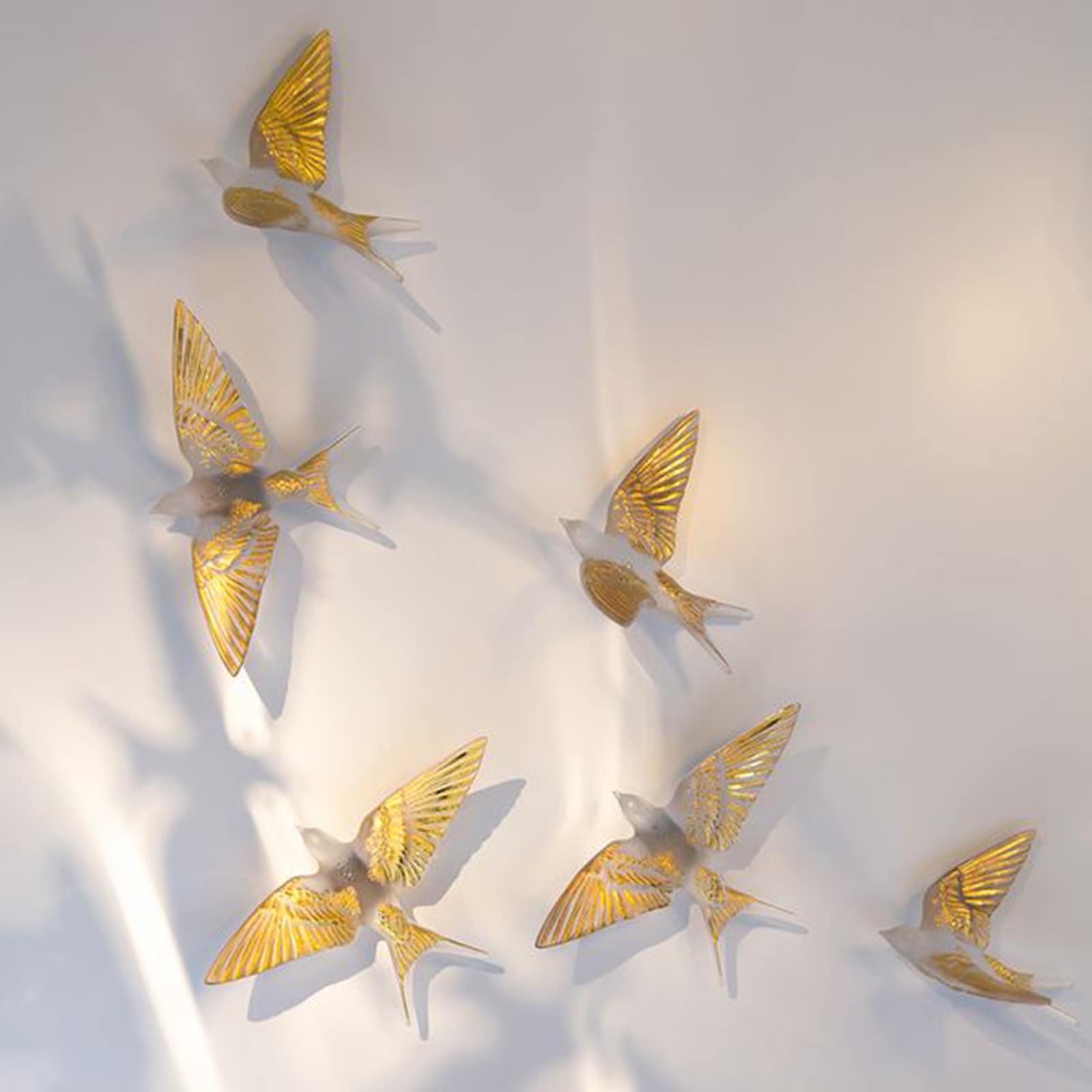 Lalique Gold Swallow Wings Up Wall Sculpture